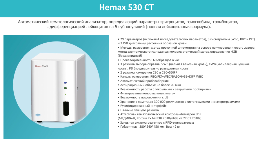 Анализатор гематологический Hemax 530СТ